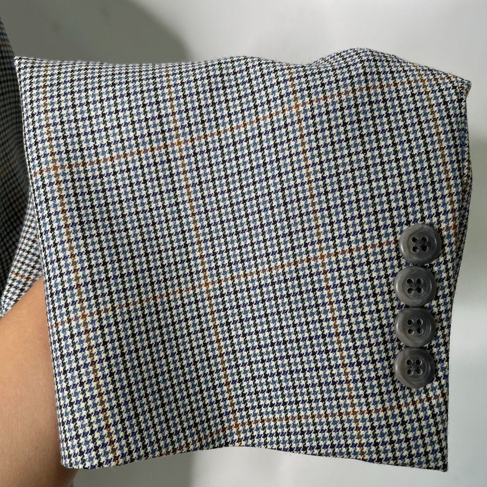 BURBERRY Men's Grey Blue Plaid Pattern Kensington Wool Blazer Jacket Size 48 Reg - Picture 8 of 8